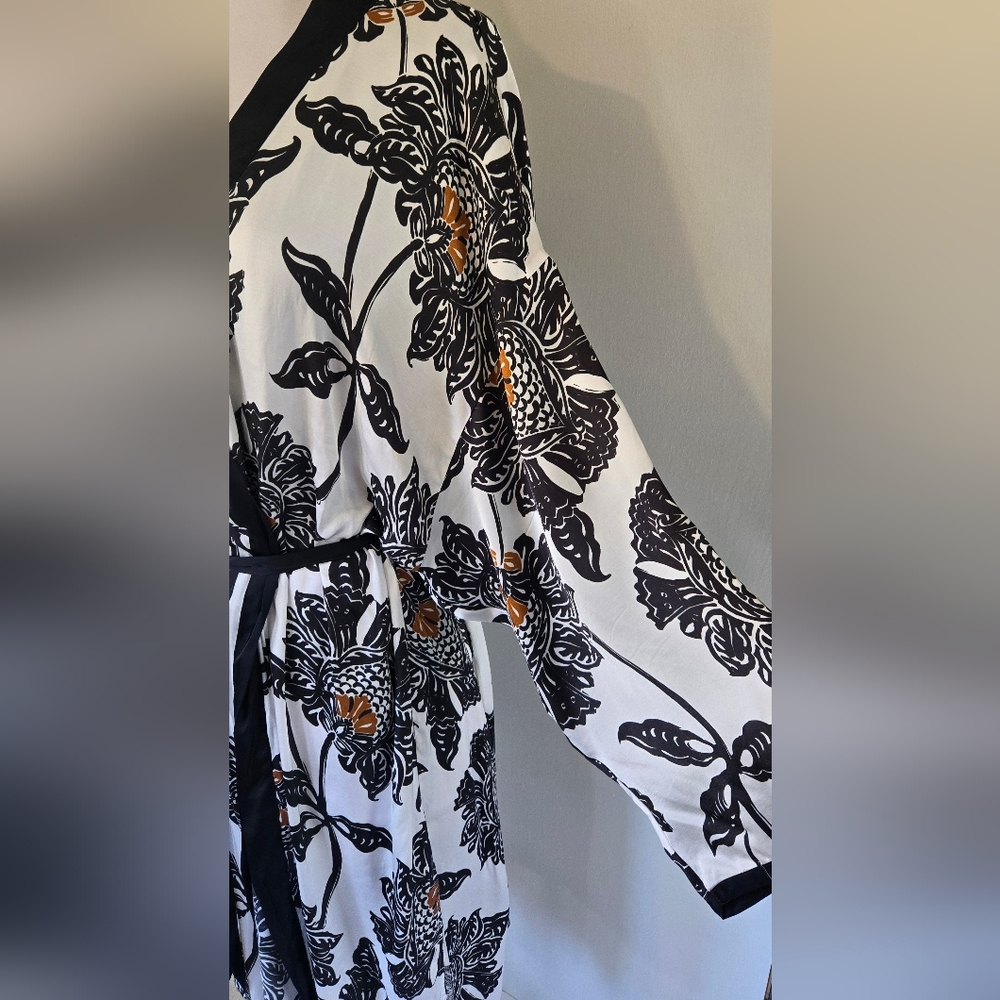 Intimissimi Robe-Folk & Delicious Viscose Satin Robe - Black-m/l - Picture 7 of 10